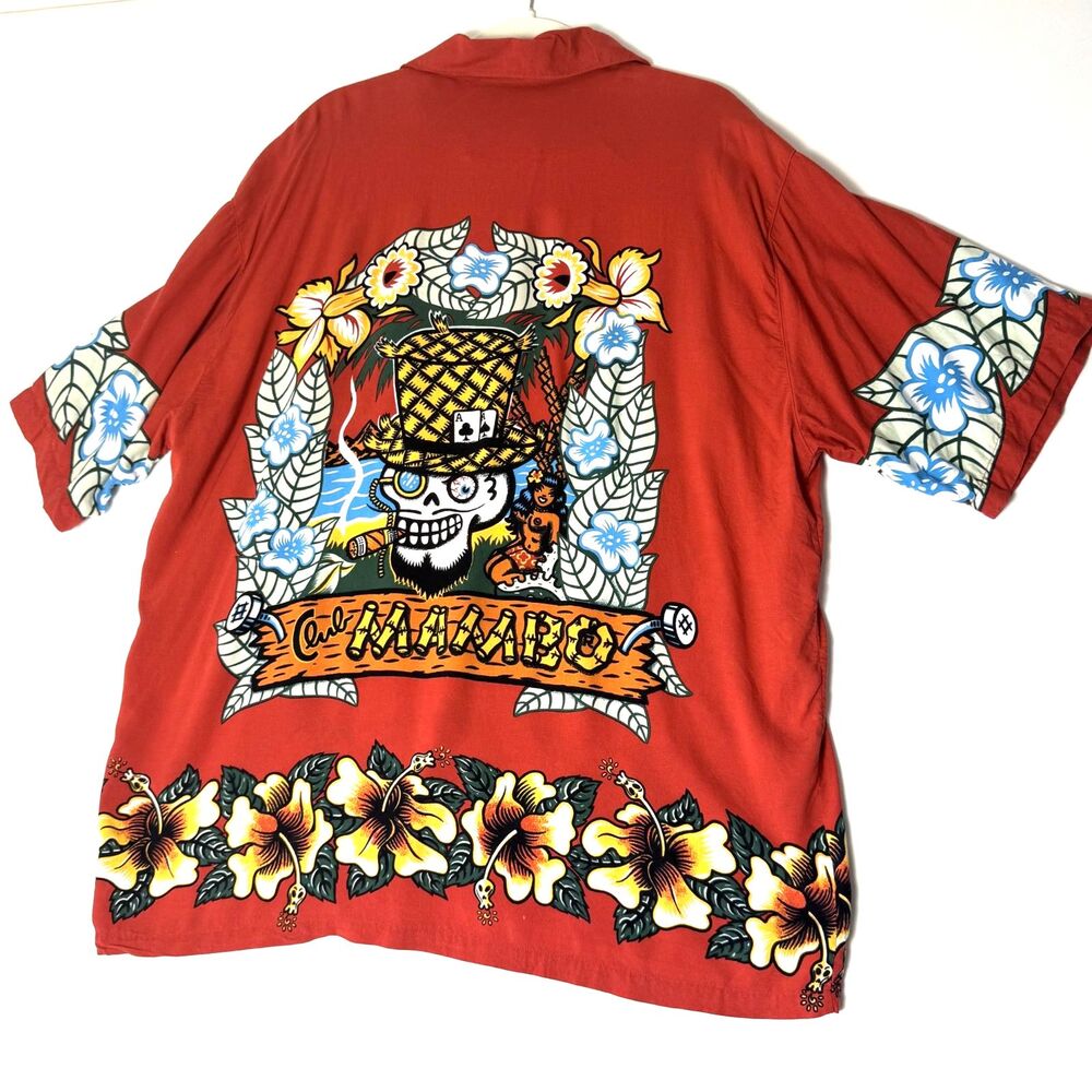 XL Vintage Mambo Loud Shirts Club Mambo skull cigar casual Hawaiian shirt 10329
